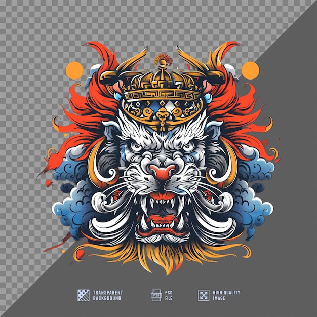 lion head wearing a crown without background HD quality