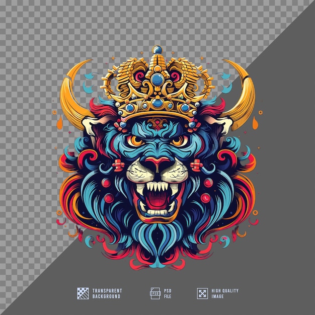 lion head wearing a crown without background HD quality