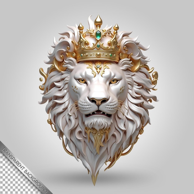 PSD a lion head with a crown and crown on it