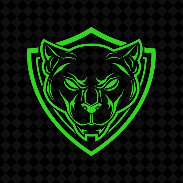 PSD a lion head with a green background of a shield