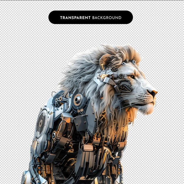 PSD lion metallic lion jungle king futuristic animal