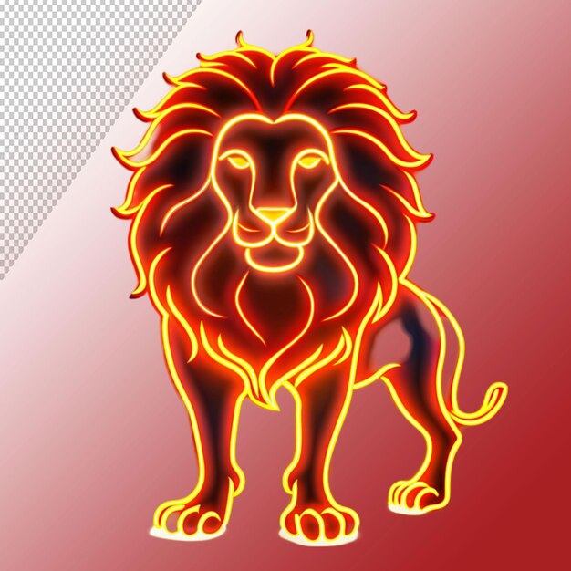 lion neon light isolated on transparent background