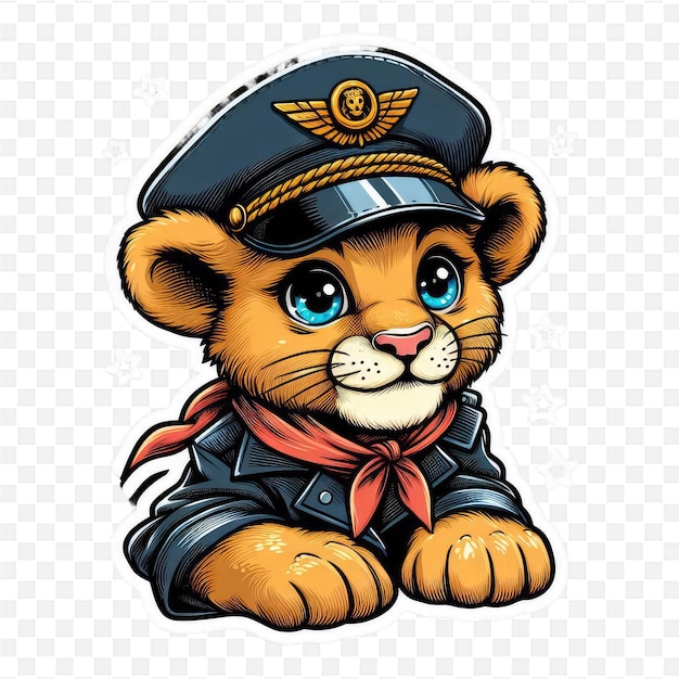 a lion in a uniform with the word pilot on it