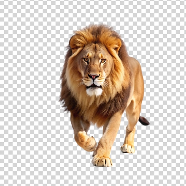 A lion walking on transparent background