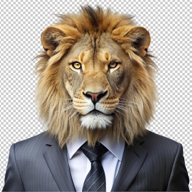 Lion wearing business attire isolated on transparent background