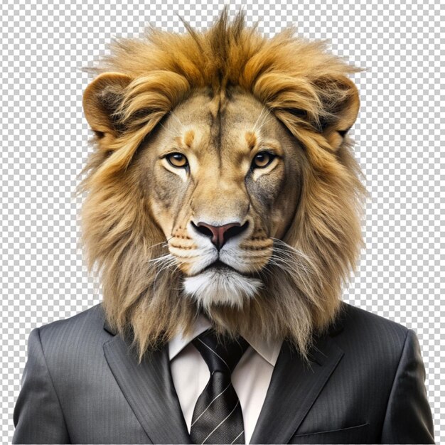 Lion wearing business attire isolated on transparent background