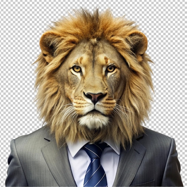 Lion wearing business attire isolated on transparent background