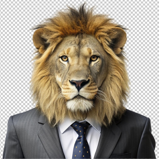 Lion wearing business attire isolated on transparent background