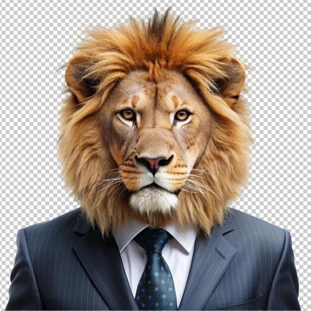 Lion wearing business attire isolated on transparent background