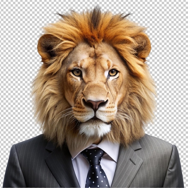 Lion wearing business attire isolated on transparent background