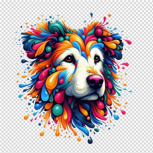 a lion with colorful hair and splashes of water