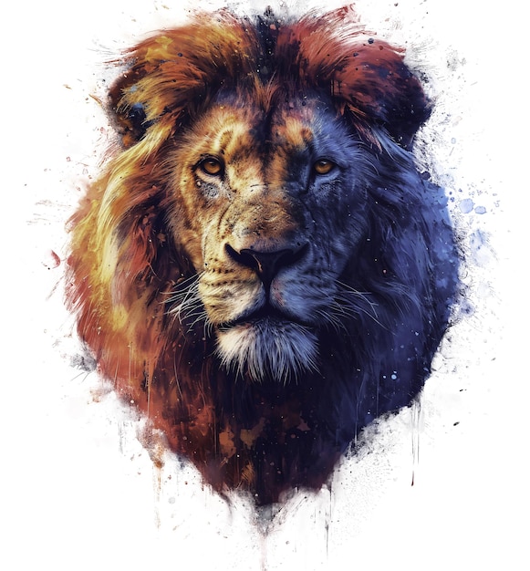 PSD a lion with a colorful splash