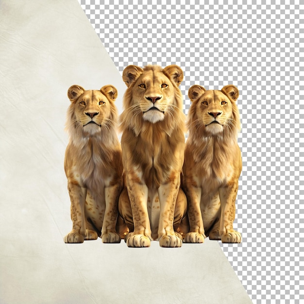 Lion with lionesses Isolated on transparent background