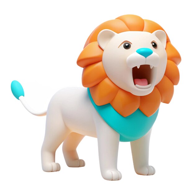 PSD a lion with an orange mane and a scarf on it