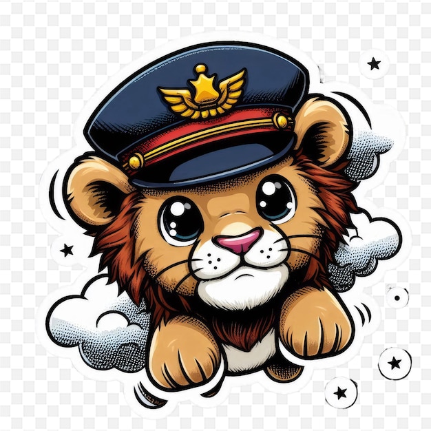 a lion with a pilot hat on it that says  pilot