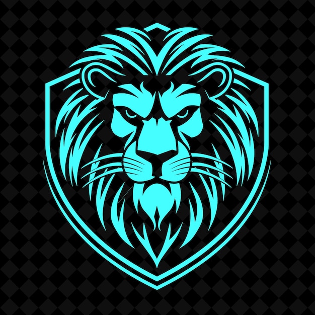 a lion with a shield on the background of a black background