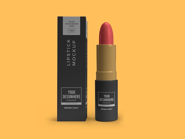 PSD lipstick cosmetic mockup template isolated