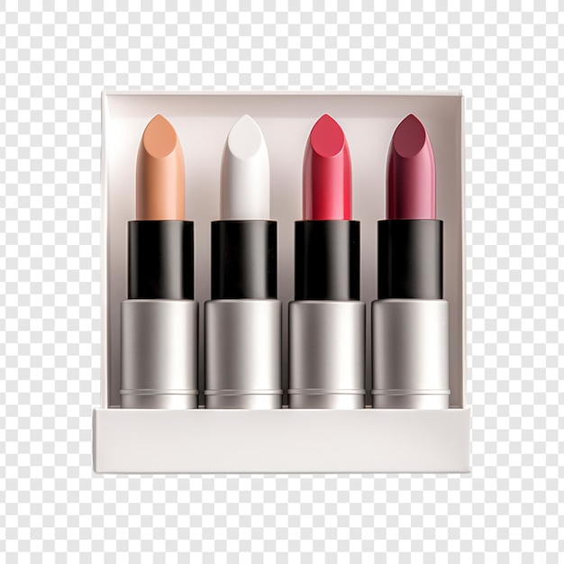 Lipstick Kit In a Kraft Box Mockup on transparent background