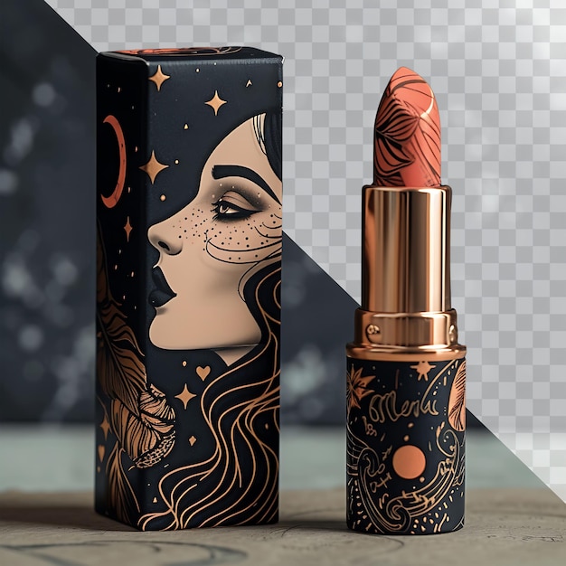 a lipstick with a womans face on it