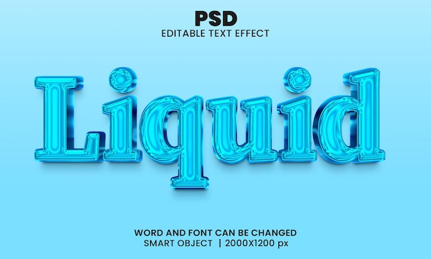 Liquid 3d editable text effect Premium Psd with background