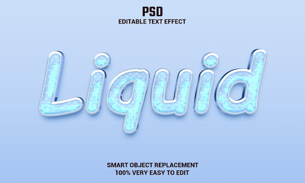 Liquid 3d editable text effect with background Premium Psd