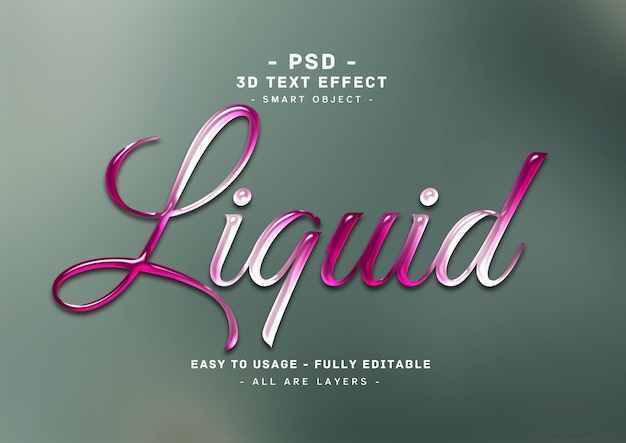 Liquid 3d text style effect