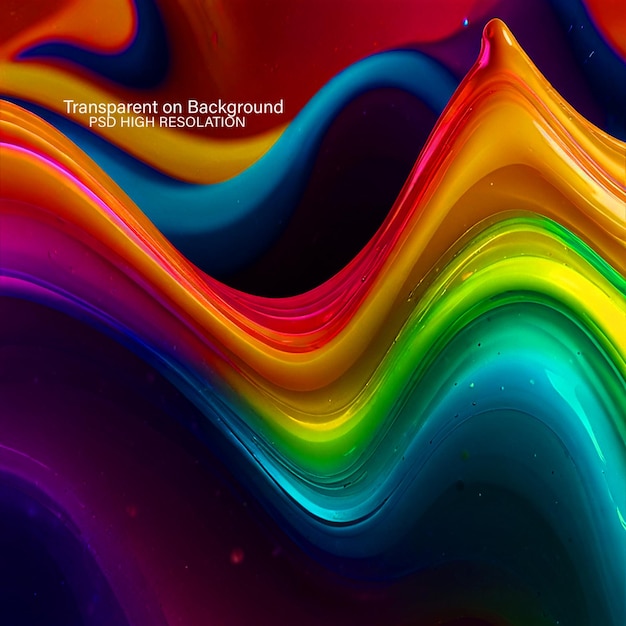 PSD liquid abstract colorful texture on transparent background