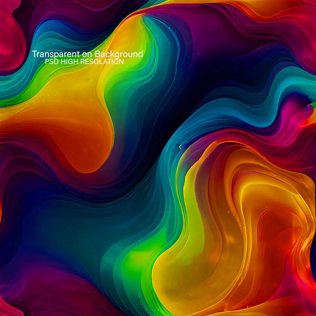 PSD liquid abstract colorful texture on transparent background