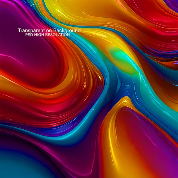 PSD liquid abstract colorful texture on transparent background