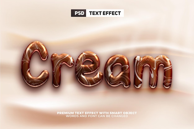 PSD liquid chocolate milk cream candy 3d editable text effect style mockup