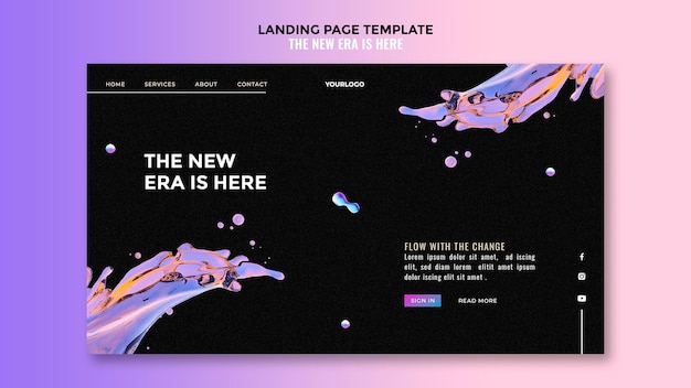 PSD liquid design template landing page