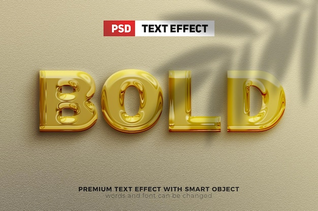 Liquid Gold bold 3d editable text effect mock up