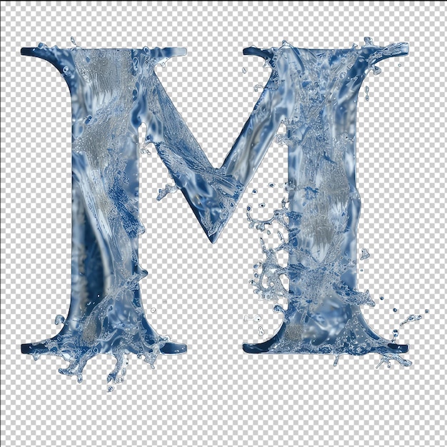 Liquid Letter M Splash Isolated on White Background