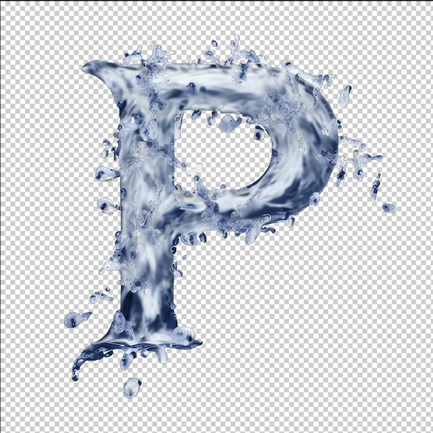 Liquid Letter P Splash Isolated on White Background