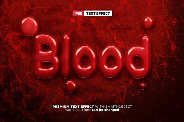 Liquid red blood 3d editable text effect style mock up