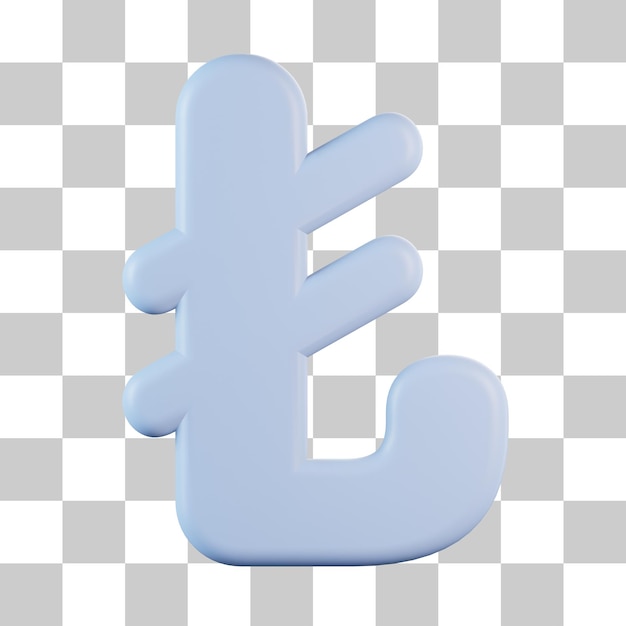 PSD lira currency symbol 3d icon