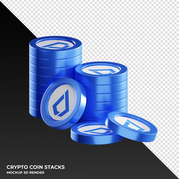 Lisk LSK coin stacks cryptocurrency 3D render illustration