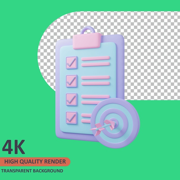 List board 3d business icon illustration high quality render