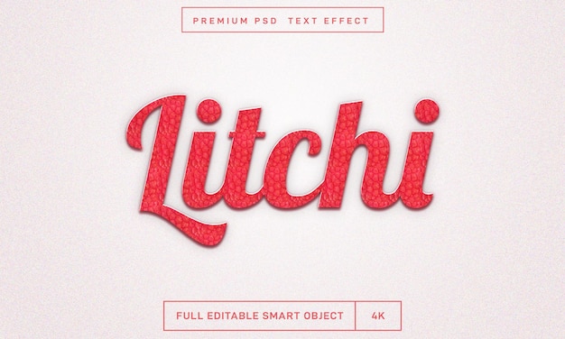 Litchi 3d text style effect template premium psd