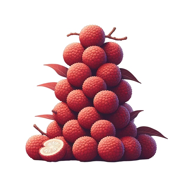 PSD litchi stack with transparent background