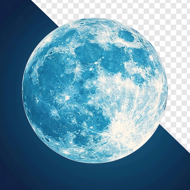 Lithograph Style Full Moon on Blue Background