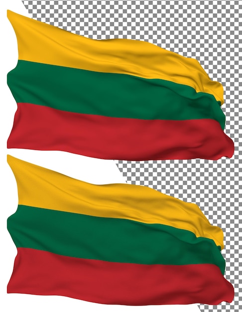 Lithuania flag wave isolated plain bump texture transparent background 3d rendering