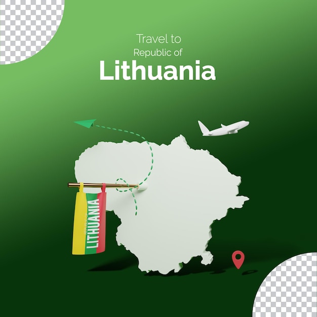 Lithuania map and flag with Travel flyer template