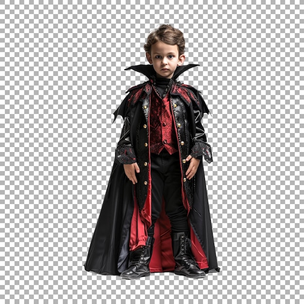 PSD little boy in dracula dress on transparent background ai generated