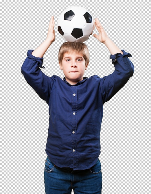 PSD little boy playing soccer