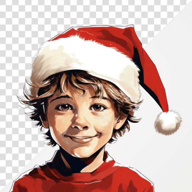 PSD a little boy wearing christmas hat christmas portrait comics