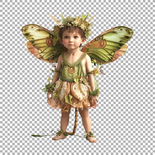 PSD little boy with butterfly wings on transparent background ai generated