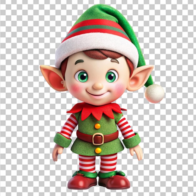 PSD little christmas character isolated on transparent background