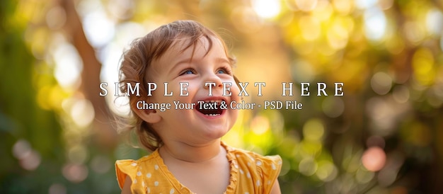 PSD little girl laughing joyfully in a garden