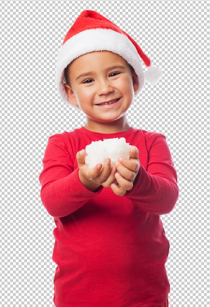 Little kid boy celebrating christmas